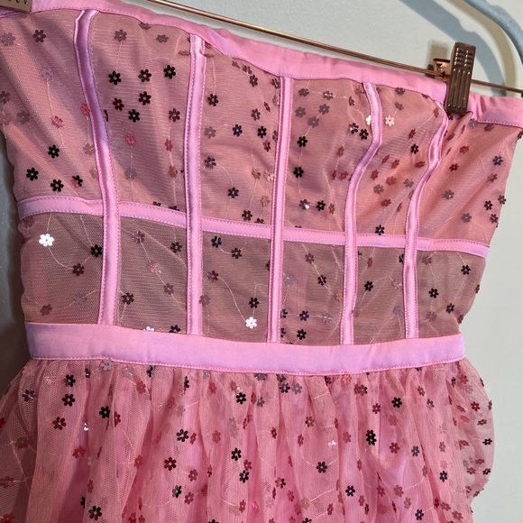 For Love & Lemons Manic Monday Embellished Corset Strapless Mesh Maxi Dress - Picture 7 of 10